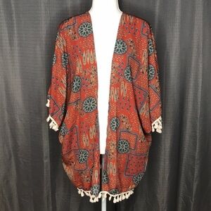 I JOAH LARGE BURNT ORANGE COVER UP KIMONO